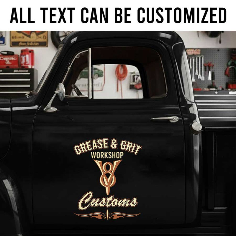 personalized v8 engine lettering decal workshop sign decal pinstriping art decal kustom kulture sticker 14070