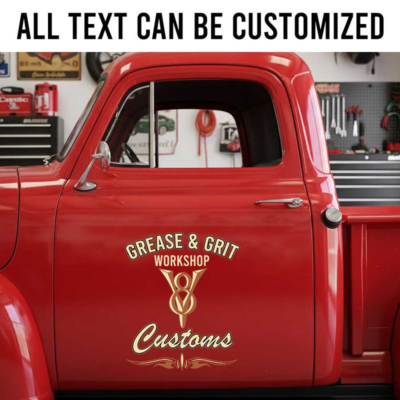 personalized v8 engine lettering decal workshop sign decal pinstriping art decal kustom kulture sticker 14070 - Image 2