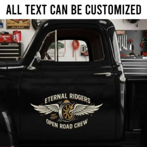 personalized wing wheel motorcycle lettering decal motor rider lettering kustom kulture sticker 14073