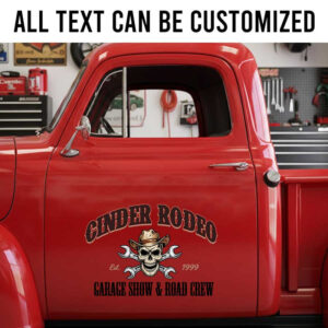 personalized skull lettering decal hot rod decal wrench logo lettering sticker 14078