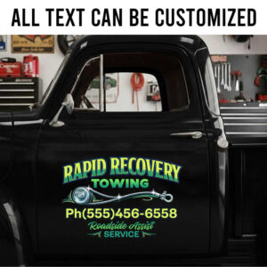 personalized towing truck company lettering decal hauling company sign decal car lettering decal hook logo sticker 14080