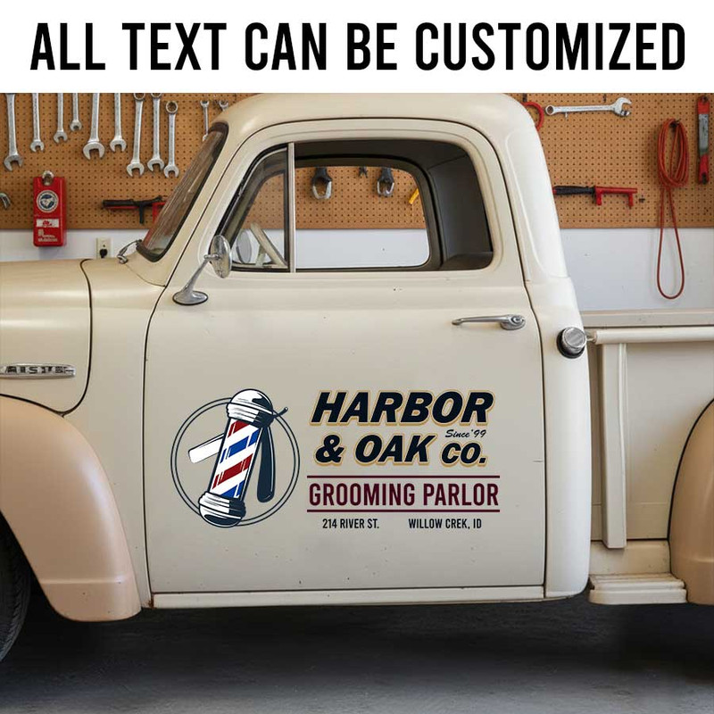 personalized barber shop lettering decal vehicle lettering decal car graphics sticker 14081