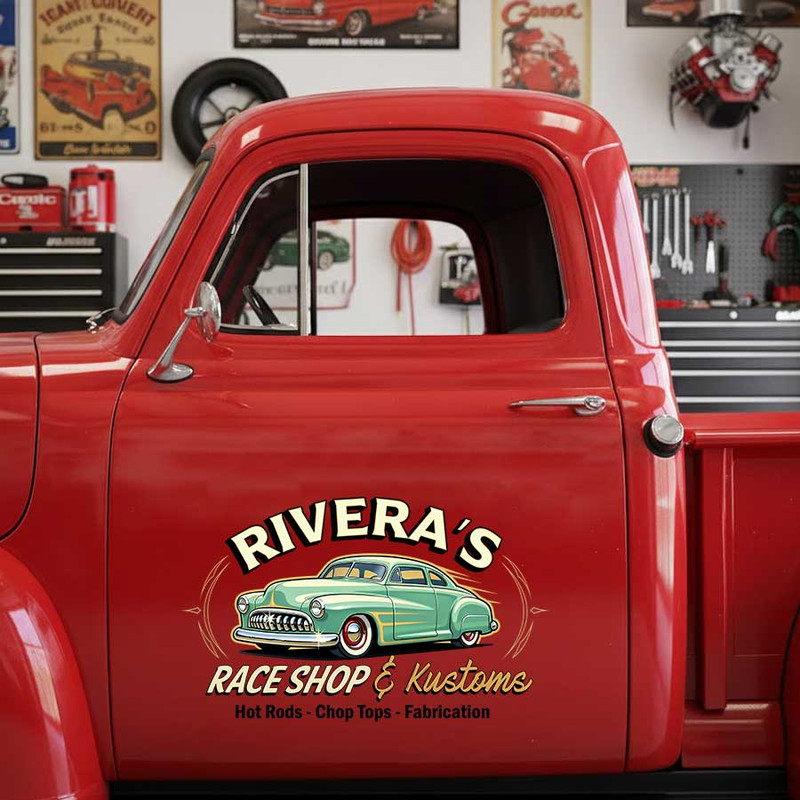 personalized hot rod shop lettering decal pinstriping art decal race shop sign decal kustom kulture sticker 14082 - Image 3