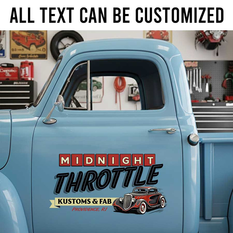 personalized hot rod lettering decal rat rod car lettering decal garage sign decal car graphics sticker 14084 - Image 2