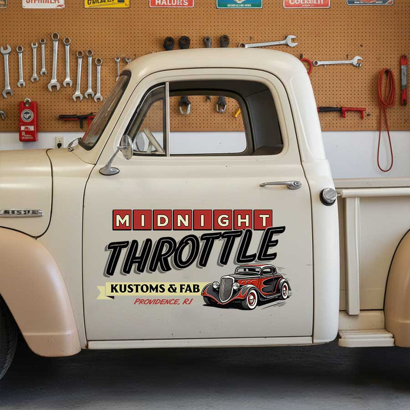 personalized hot rod lettering decal rat rod car lettering decal garage sign decal car graphics sticker 14084 - Image 3