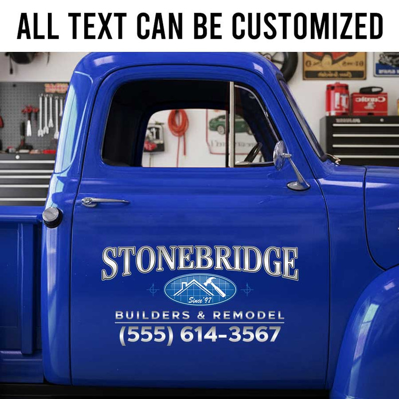 personalized builder and removal company sign decal construction company sign decal truck graphics sticker 14085 - Image 2