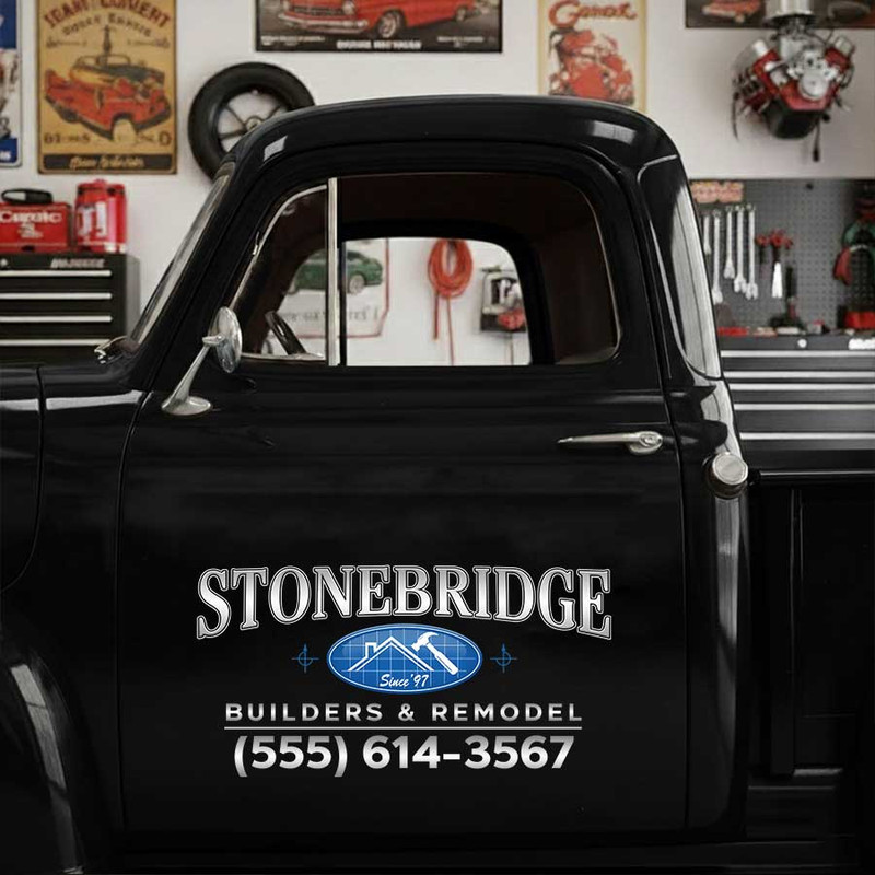 personalized builder and removal company sign decal construction company sign decal truck graphics sticker 14085 - Image 3