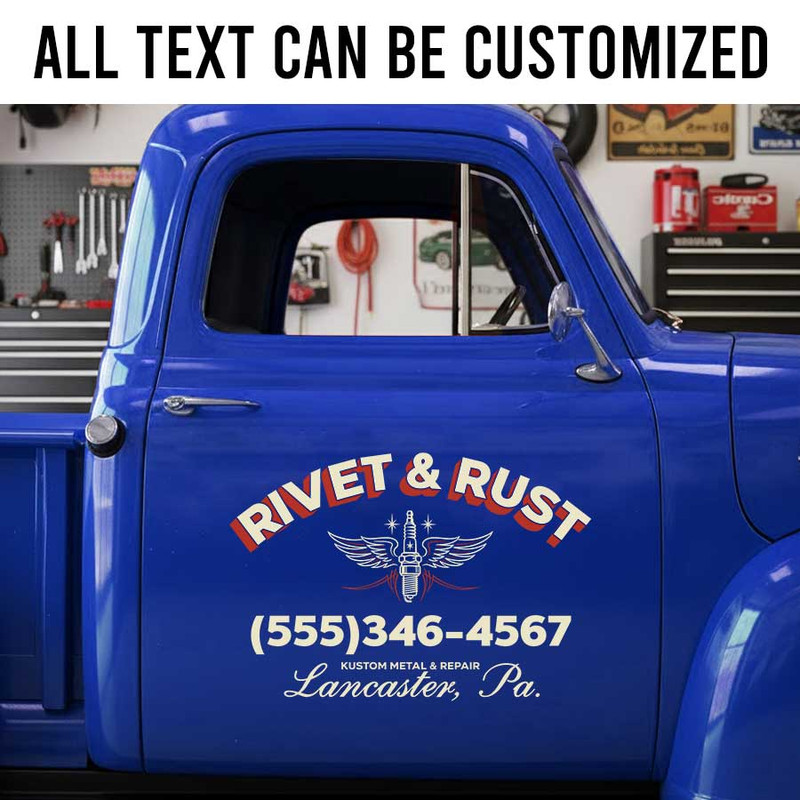 personalized spark plug lettering decal performance build garage lettering decal kustom kulture decal shop truck door sign sticker 14087 - Image 2