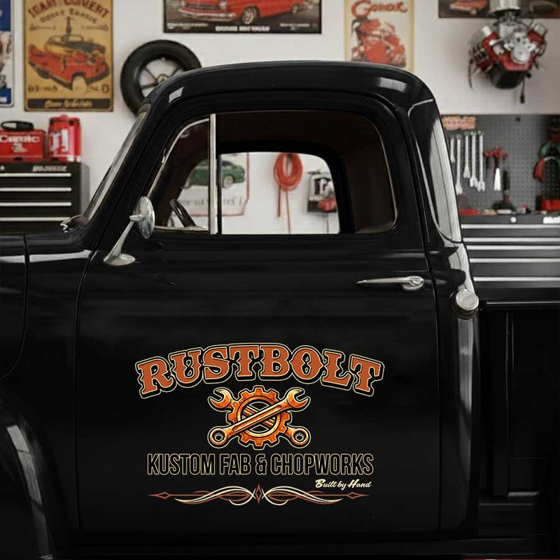 personalized pinstriping art lettering decal gearhead and wrench lettering decal hot rod garage sign sticker 14088 - Image 3