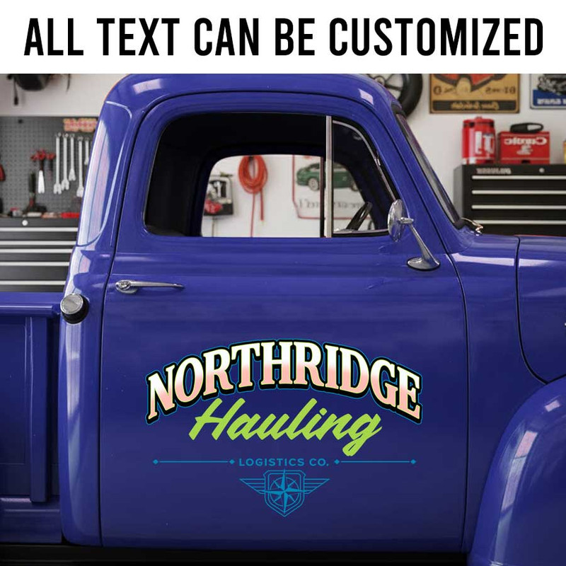 personalized truck graph?c lettering decal compass logo lettering decal logistic company sign sticker 14091 - Image 2