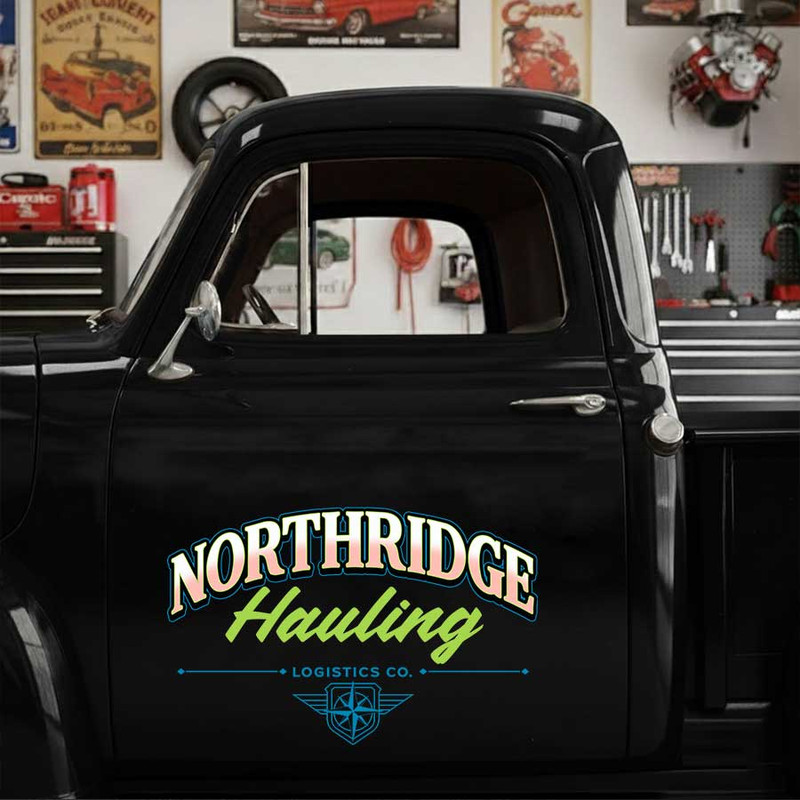personalized truck graph?c lettering decal compass logo lettering decal logistic company sign sticker 14091 - Image 3