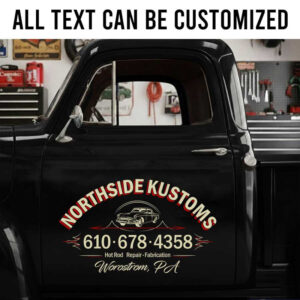 personalized pinstriping art lettering decal kustom car service lettering decal hot rod garage sign sticker 14095