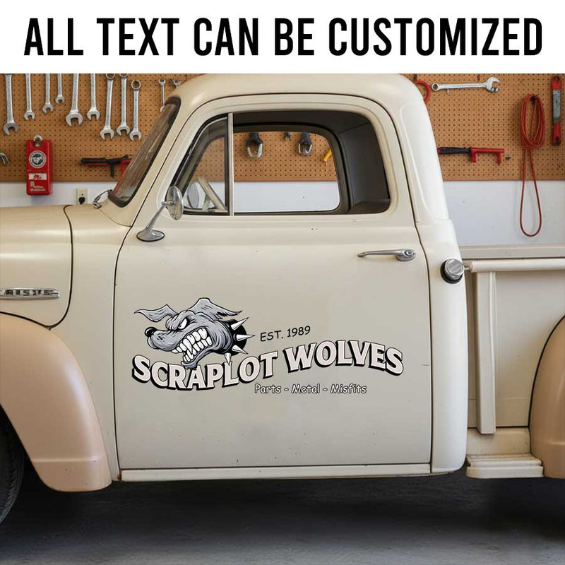 personalized hot rod lettering decal wolf logo lettering sign vehicle lettering sticker 14096