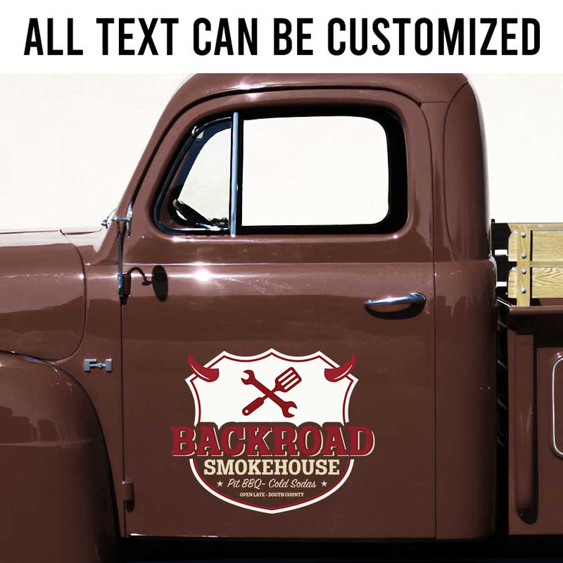 personalized smokehouse sign decal bbq lettering decal hot rod decal car lettering sticker 14110 - Image 2