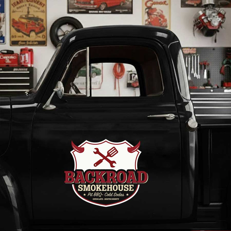 personalized smokehouse sign decal bbq lettering decal hot rod decal car lettering sticker 14110 - Image 3