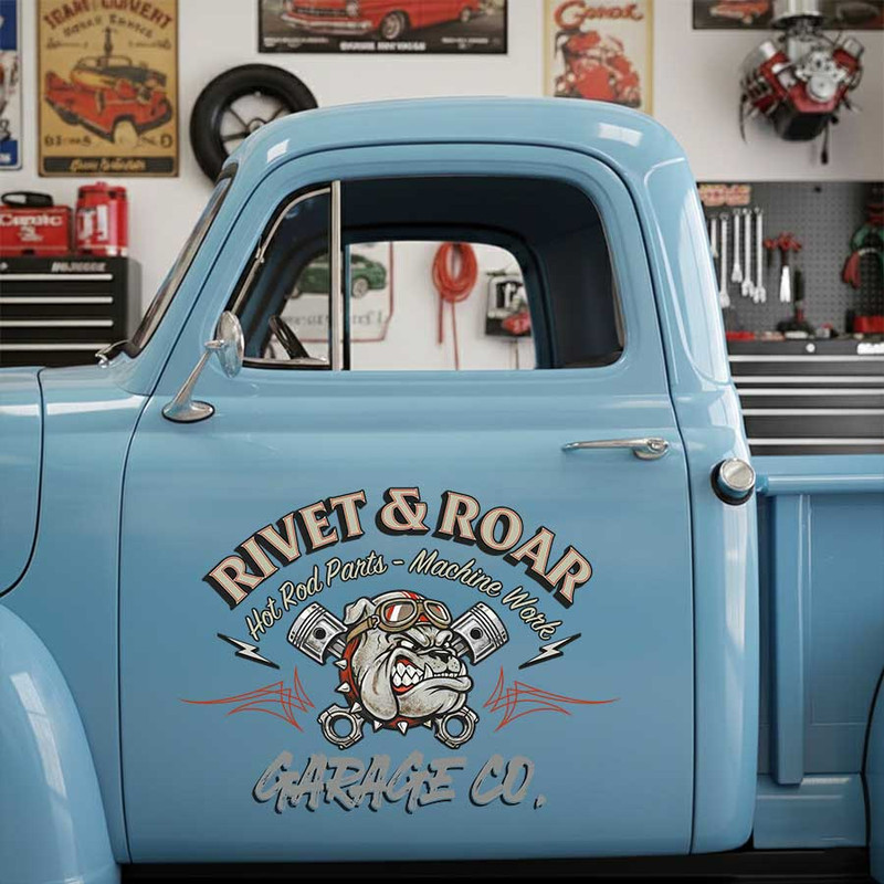 personalized pitbull and piston logo lettering decal hot rod decal car lettering decal kustom kulture sticker 14111 - Image 3