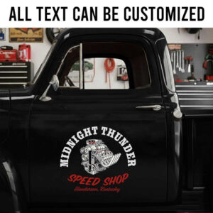 personalized gear box logo lettering decal old school lettering decal hot rod sticker 14127