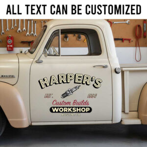 personalized spark plug logo lettering decal hot rod decal kustom kulture car lettering sticker 14143