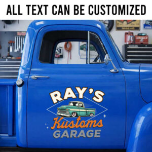 personalized kustom garage sign decal car lettering decal shop truck door sign decal hot rod sticker 14148