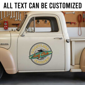 personalized surf club lettering decal car lettering decal hot rod lettering decal car door sign sticker 14150