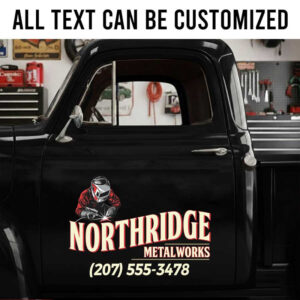 personalized metal works lettering deccal iron work lettering decal black smith lettering decal welding company sign sticker 14154