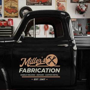 personalized fabrication workshop sign decal car lettering decal vehicle lettering sign sticker 14155