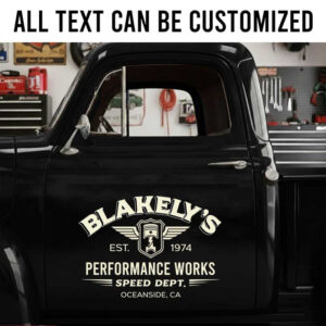 personalized hot rod lettering decal performance works lettering decal shop truck door sign piston logo sticker 14159