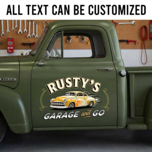 personalized sign writing lettering decal car lettering door sign decal garage sign decal hot rod sign sticker 14173