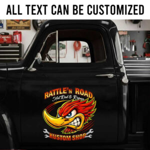 personalized hot rod lettering decal woodpecker hot rod decal hot rod and repair shop lettering sticker 14177