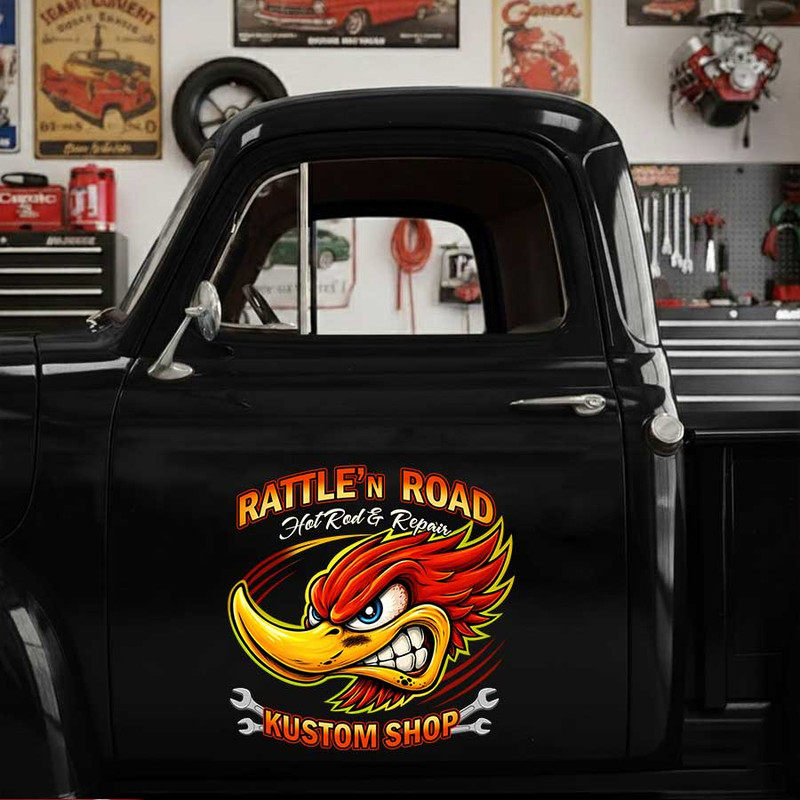 personalized hot rod lettering decal woodpecker hot rod decal hot rod and repair shop lettering sticker 14177 - Image 3