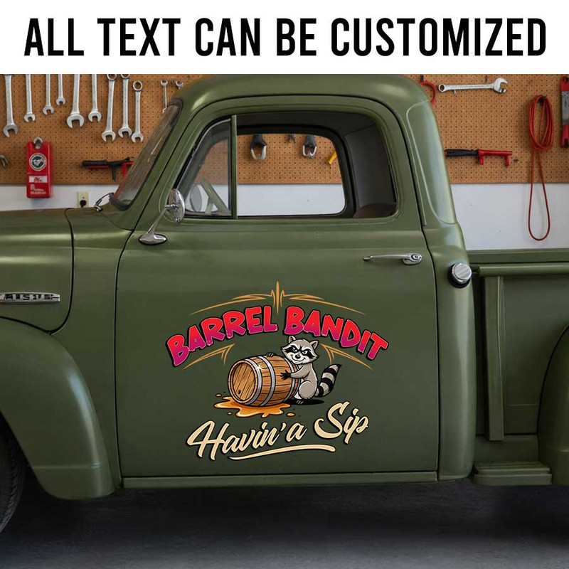 personalized barrel bandit lettering decal car dor sign decal hot rod lettering decal sticker 14185
