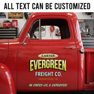 Personalized Vintage Freight Company Truck Door Logo Decal with City and Established Style for Transport Trucks sticker 14189