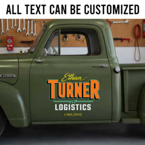 Personalized Logistics Company Truck Door Logo Decal with Name, Business Type, and Location for Transport Businesses sticker 14191