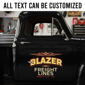 Personalized Retro Freight Lines Truck Door Decal with Bold Transport Logo for Owner Operator Trucks pinstriping art sticker 14192