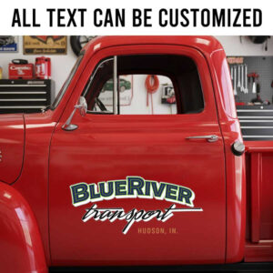 Custom Retro Transport Company Truck Door Decal with Script Logo for Logistics and Freight Businesses sticker 14193