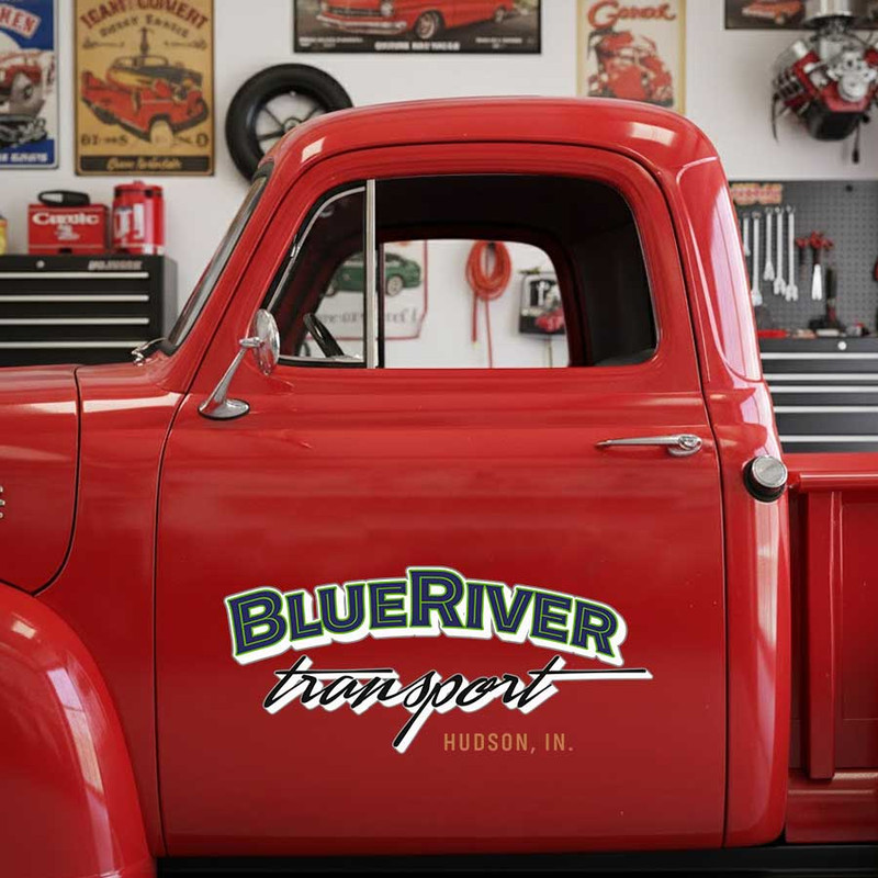 Custom Retro Transport Company Truck Door Decal with Script Logo for Logistics and Freight Businesses sticker 14193 - Image 3