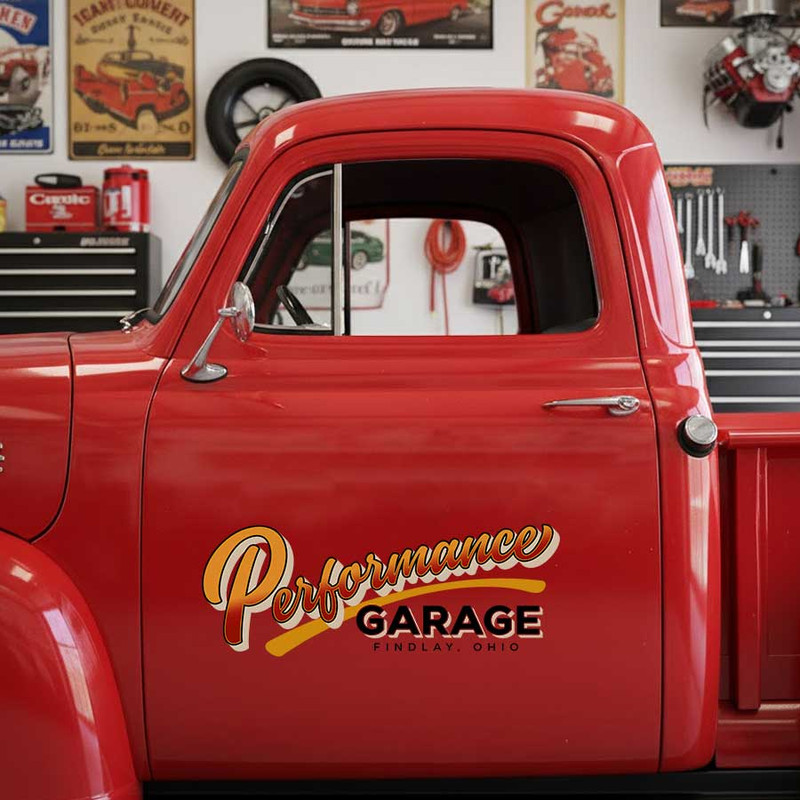 Personalized Performance Garage Vintage Script Truck Door Decal with Custom City for Hot Rod Shops and Mechanics sticker 14194 - Image 3