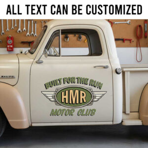 Personalized Motor Club Vintage Winged Logo Car Door Decal for Hot Rod Owners and Classic Car Enthusiasts sticker 14197
