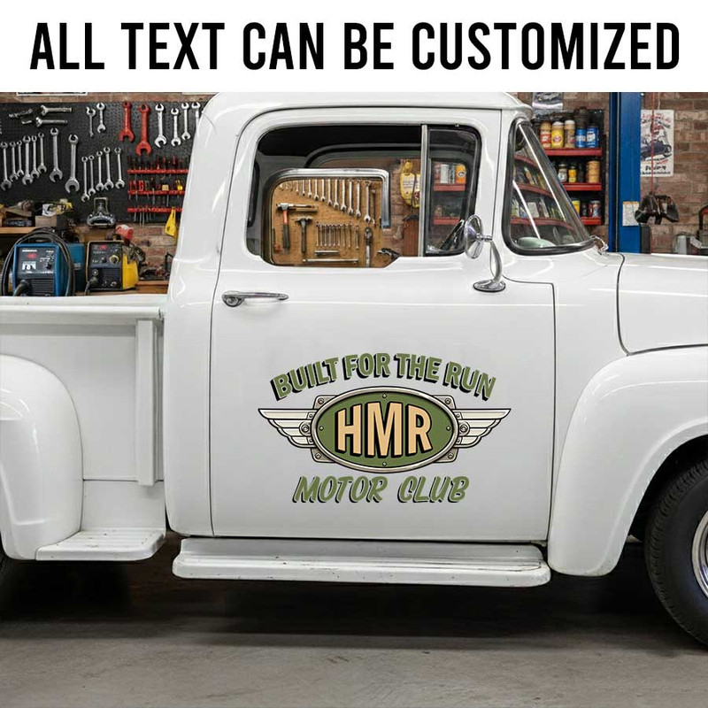 Personalized Motor Club Vintage Winged Logo Car Door Decal for Hot Rod Owners and Classic Car Enthusiasts sticker 14197 - Image 2