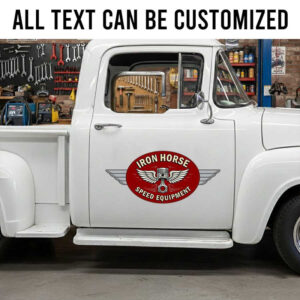 Custom Iron Horse Speed Equipment Vintage Speed Shop Style Truck Door Decal for Hot Rod Builders and Garage Trucks piston logo sticker 14198