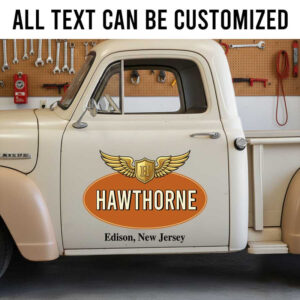 Personalized Classic Winged Emblem Car Door Decal with Custom Location for Vintage Truck Owners sticker 14200