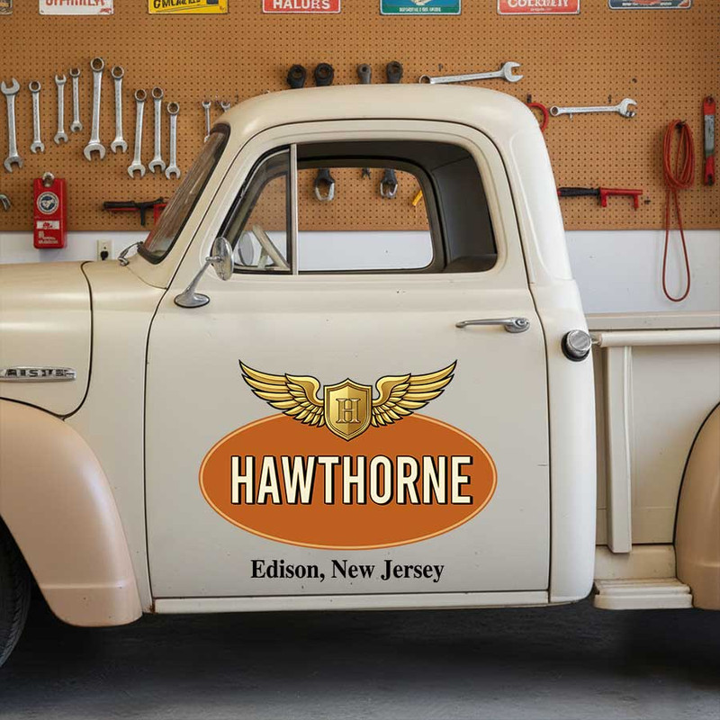 Personalized Classic Winged Emblem Car Door Decal with Custom Location for Vintage Truck Owners sticker 14200 - Image 3