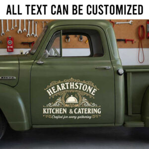 Personalized Vintage Catering Business Car Decal ? Custom Kitchen & Catering Logo Lettering with Elegant Ornate Design sticker 14202