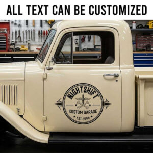 Personalized Custom Garage Car Decal ? Vintage Kustom Garage Logo with Tools and Classic Badge Design sticker 14205