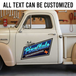 Personalized Retro Groundskeeping Business Truck Door Decal for Landscaping Companies sticker 14222