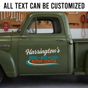 Custom Vintage Repair Shop Business Name Lettering Decal for Diesel and Fleet Mechanics sticker 14227