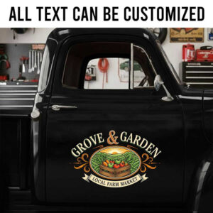 Personalized Vintage Farm Market Truck Door Decal for Local Produce Stands and Garden Shops sticker 14233
