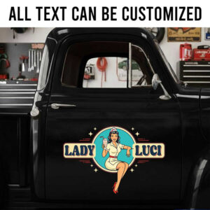 Personalized Retro Pinup Diner Truck Door Decal for Hot Rods and Shop Trucks sticker 14238