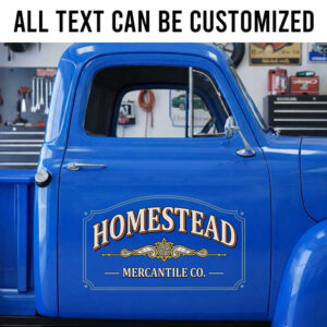 Personalized Vintage Mercantile Company Truck Door Decal Custom Business Name Lettering sticker 14240