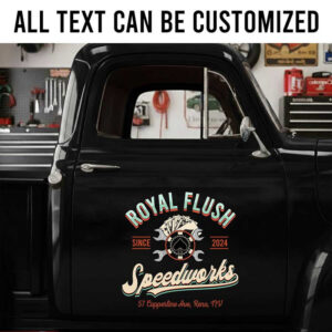 Personalized Royal Flush Speed Shop Decal with Custom Name and Poker Wrench Graphic sticker 14243